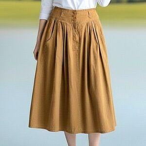 Jordache Studio Field Skirt Mustard Yellow Denim Midi Size: 10